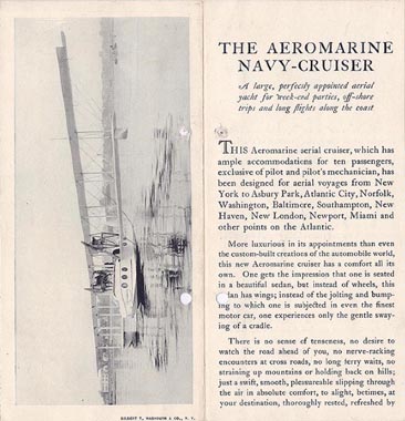 Aeromarine Sightseeing & Navigation Co. brochure, 1920