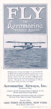 Aeromarine Airways brochure, 1922