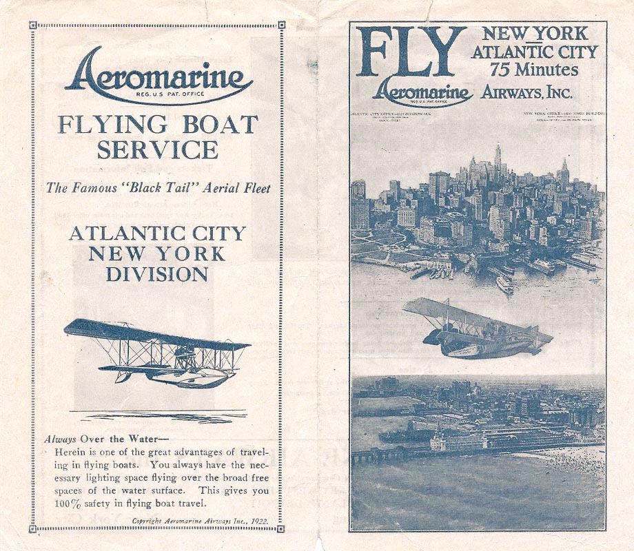 Aeromarine timetable, 1922