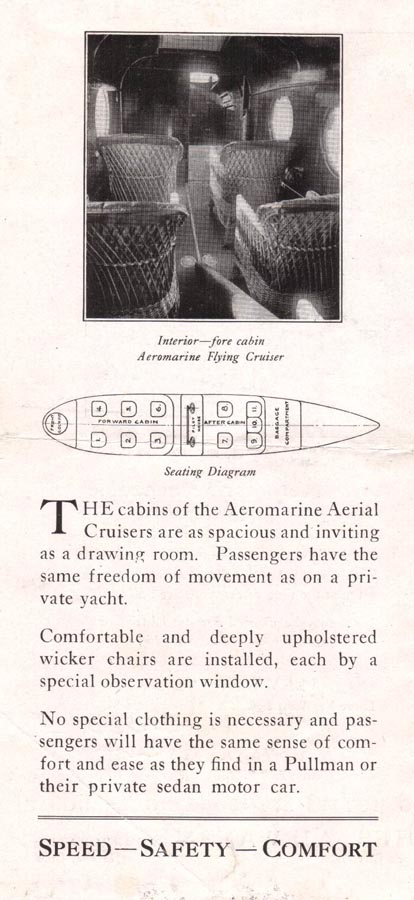 Aeromarine West Indies Airways timetable, 1921 (back cover)