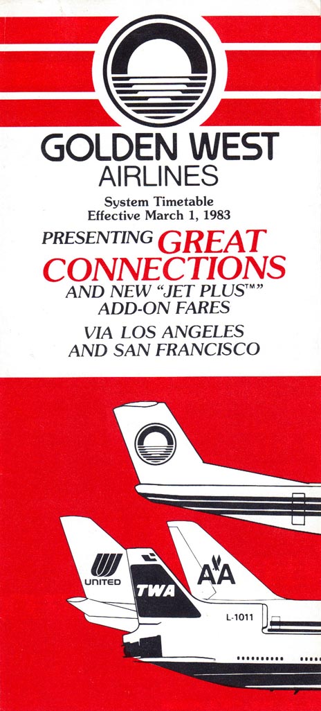 Buy 4 Golden West Airlines system timetable 2/1/82 5081 save 25% 