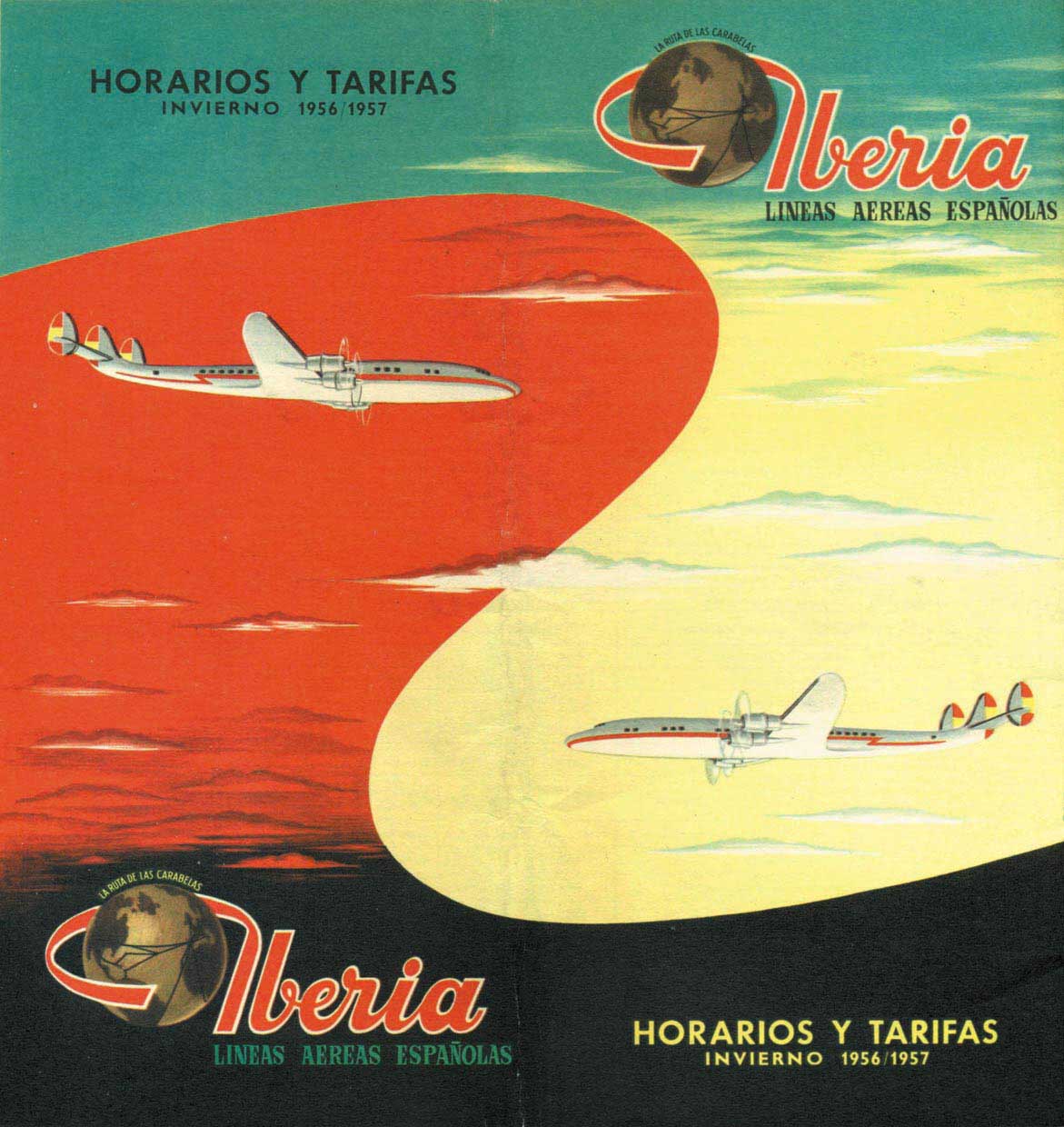 Portada de Tabla de horarios y tarifas de Iberia, de 1956. Colección de Diederik R. Vels Heijn.