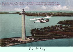 To larger photo of an Aeromarine flying boat over Put-in-Bay