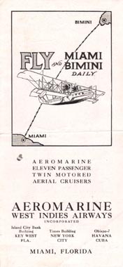Aeromarine West Indies Airways timetable, 1921