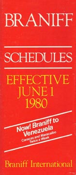 Buy 4 308BN save 25% Braniff Airways system timetable 5/1/86 